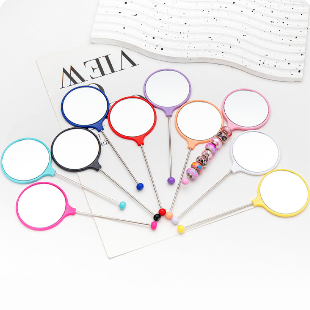 Wholesale Hand Holding Round DIY Beaded Small Mirror Portable HD Mirror Handheld Mirror